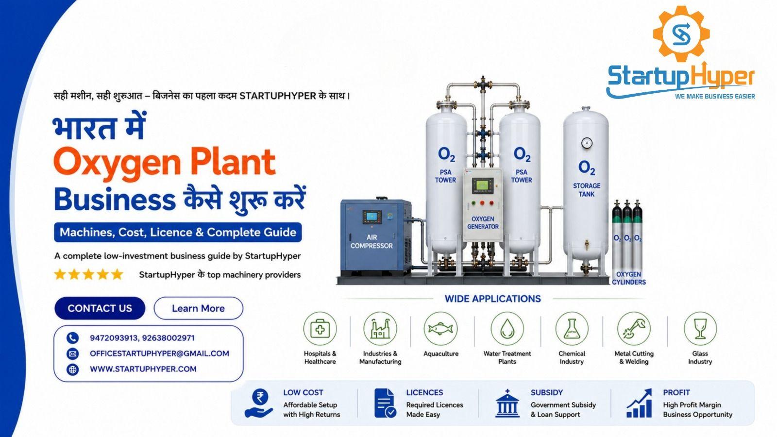 भारत में Oxygen Plant Business कैसे शुरू करें: Cost, Machine, Licence और Complete Setup Guide