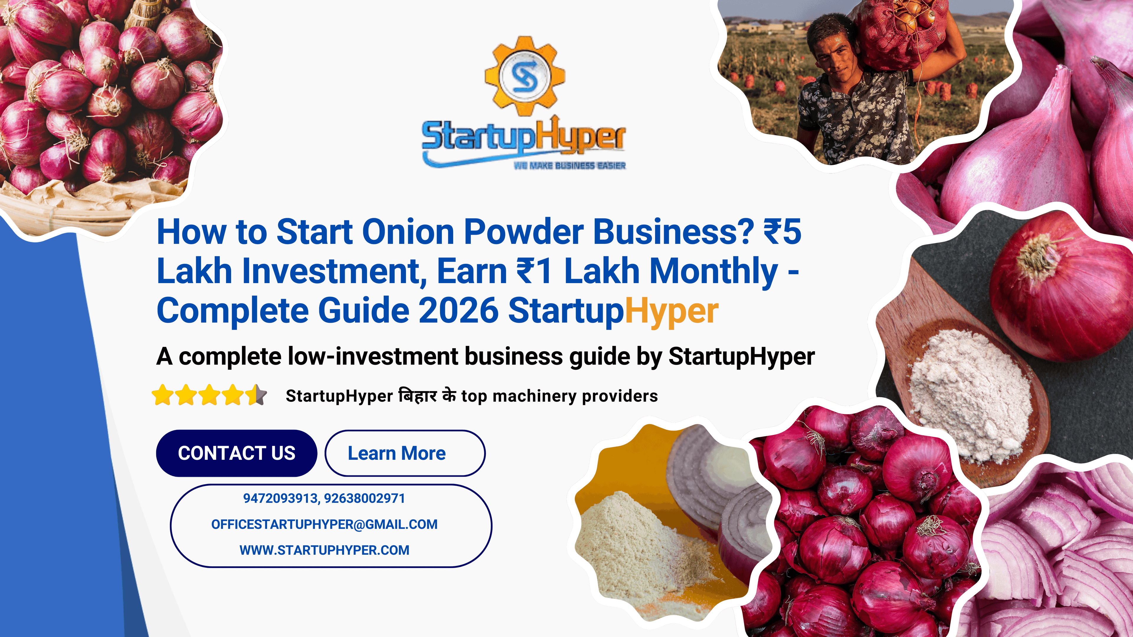 How to Start Onion Powder Business? ₹5 Lakh Investment, Earn ₹1 Lakh Monthly - Complete Guide 2026